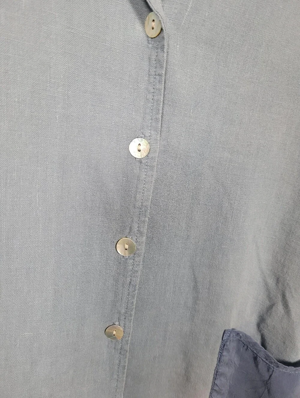 J. Jill 100% Linen 2-Piece Pant Set Blue Button Jacket & Drawstring Pants Small